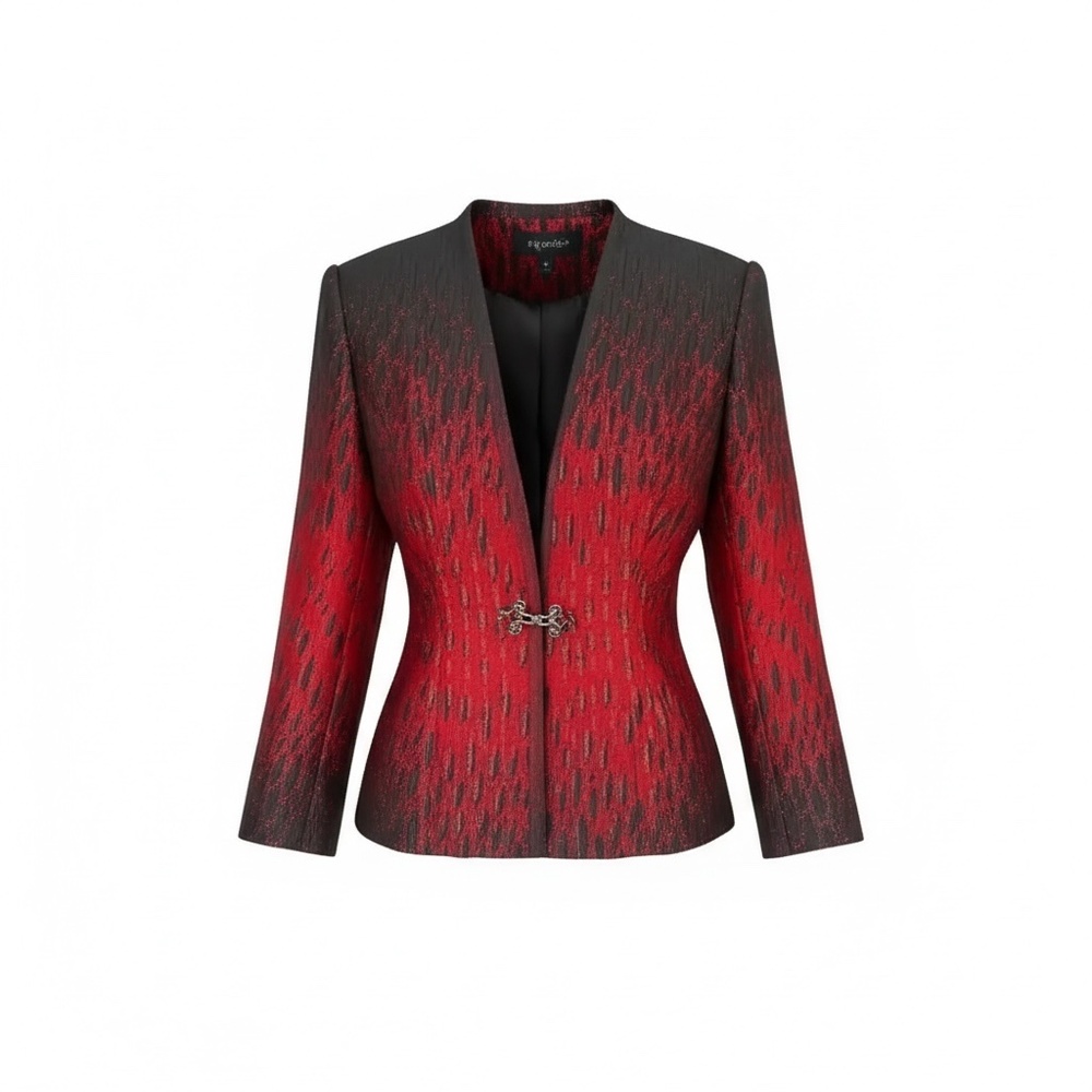Vintage Susanna Black & Red Rhinestone Women's Blazer Jacket, Size 12
